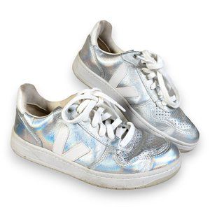 VEJA V10 RARE Metallic Unicorn White Trainer Sneakers Youth 3